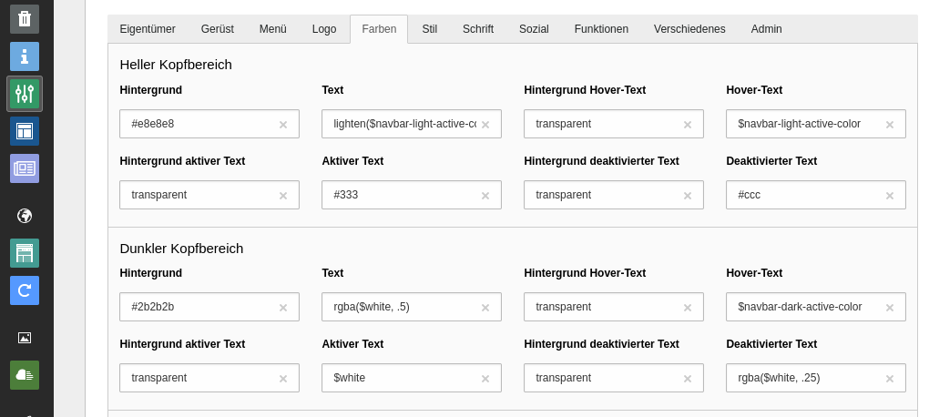 Easyconf-Formular zur Anpassung der Farben des Hauptmenüs Easyconf-Formular zur Anpassung der Farben des Hauptmenüs