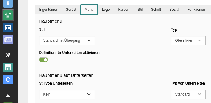 Easyconf-Formular Menü mit Easyconf-Formular anpassen